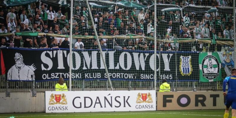 Flaga Stomilowcy na meczu Lechia Gdańsk - Arka Gdynia
